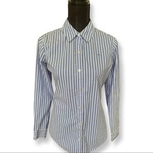 Vineyard Vines Blue & White Striped Long Sleeve Button Down Shirt Oxford Size 6